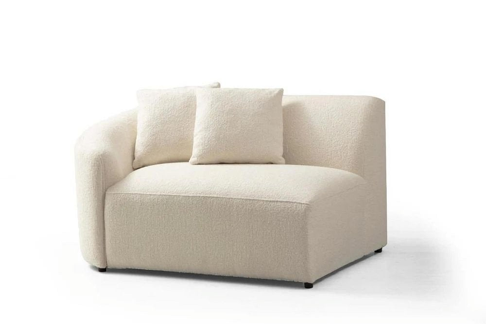 LAF/RAF 134" 2 pc. Ivory Bouclé Curved Sectional with Chaise