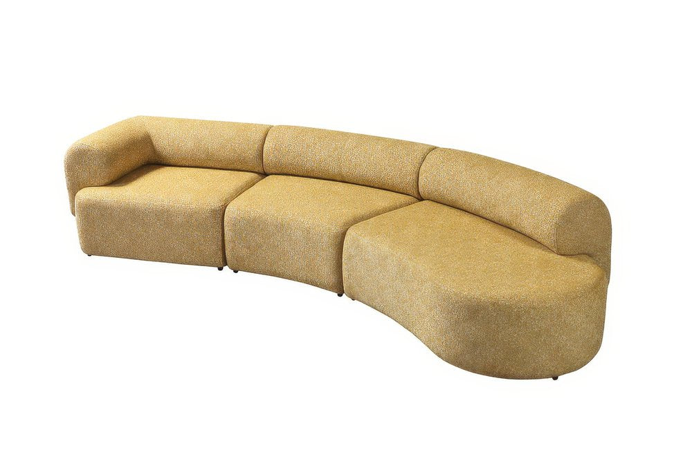 145" 3 pc. Boucle Curved Sectional with Toss Pillows