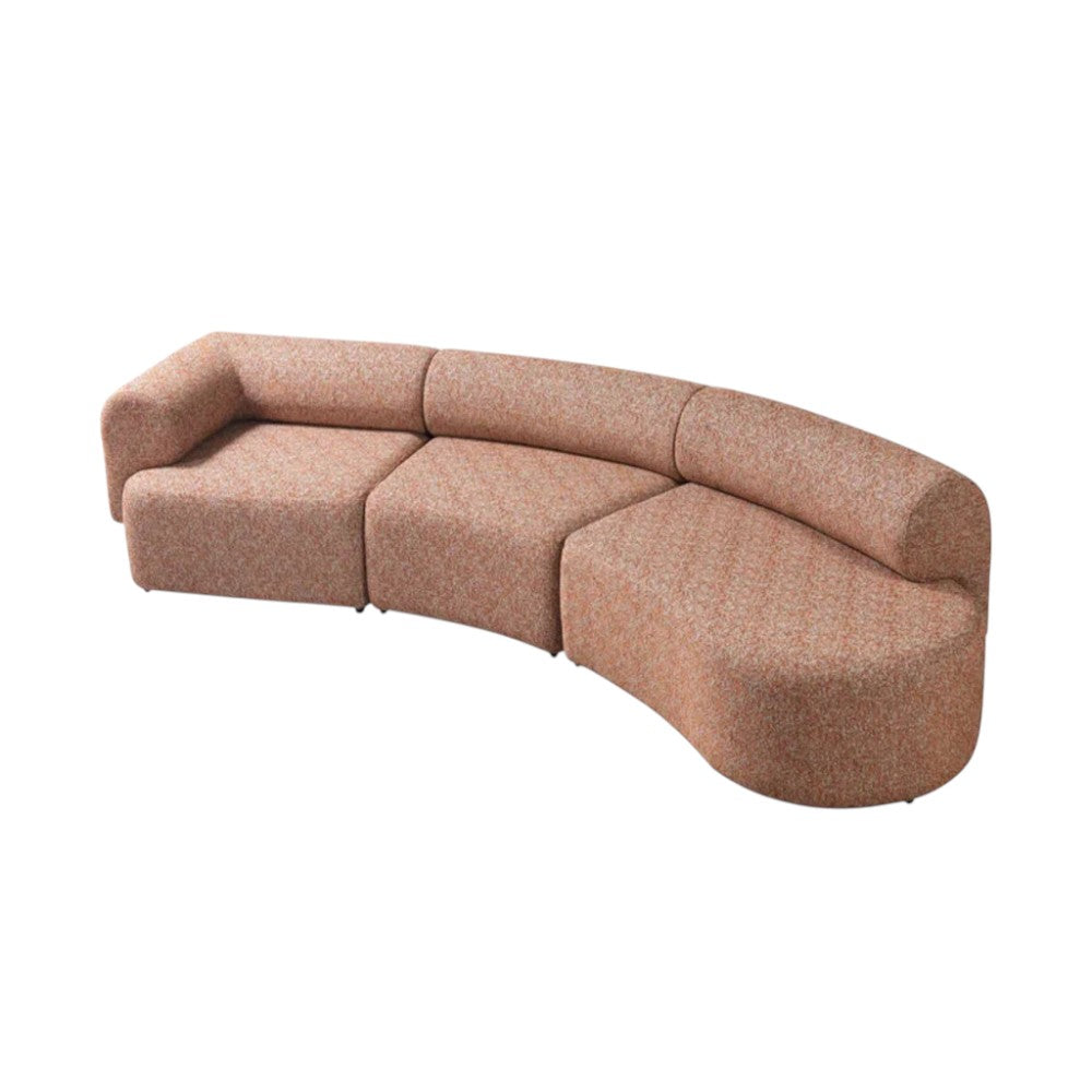 145" 3 pc. Bouclé Curved Sectional with Toss Pillows