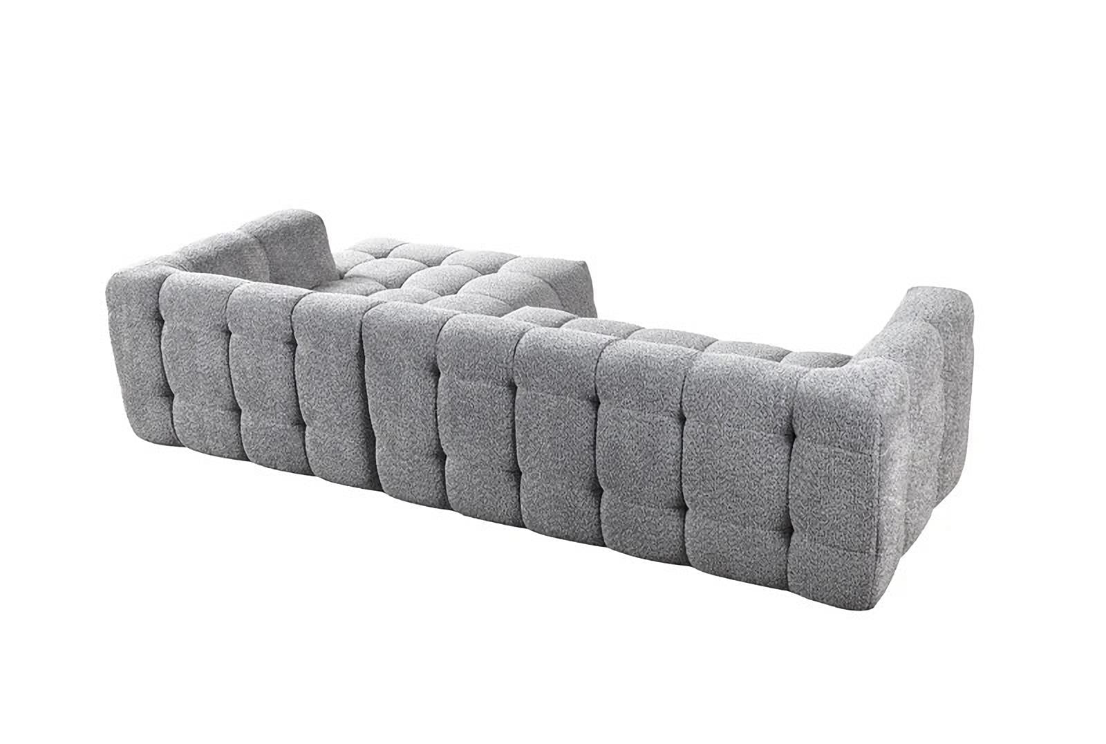 110" 2pc. Tufted Bouclé L-Shaped Sectional with Toss Pillows