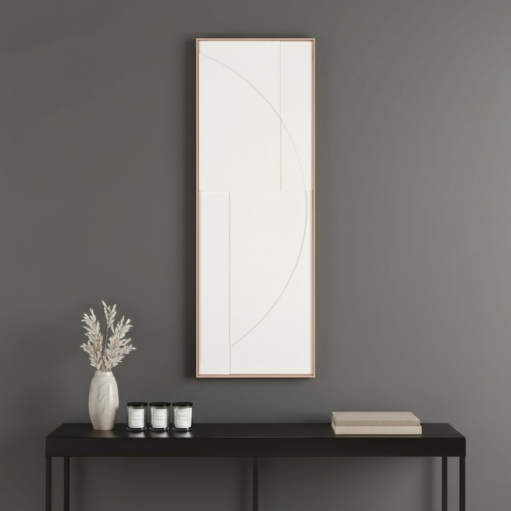 20" x 56" White Carved Modern 1 Shadowbox Wall Art