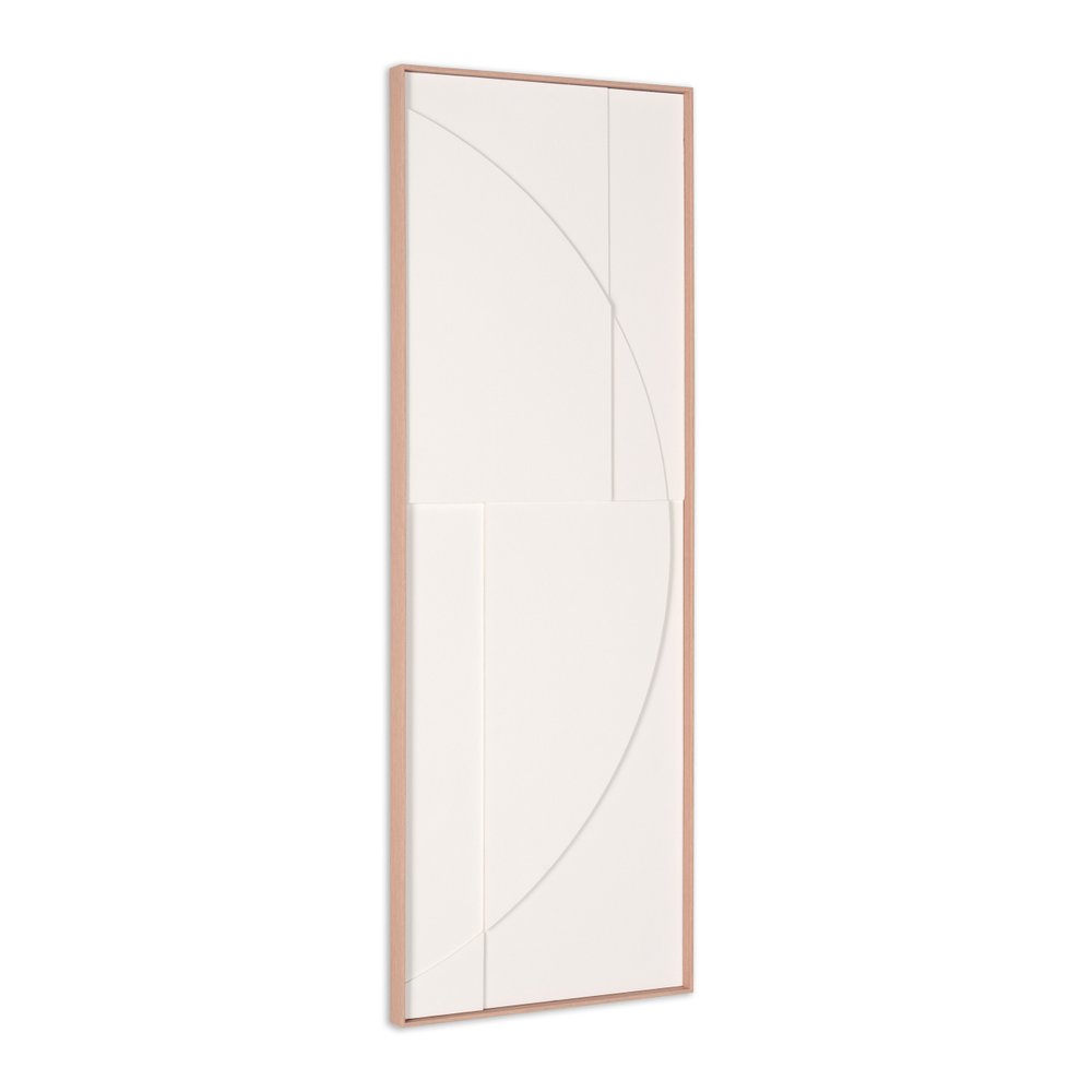 20" x 56" White Carved Modern 1 Shadowbox Wall Art