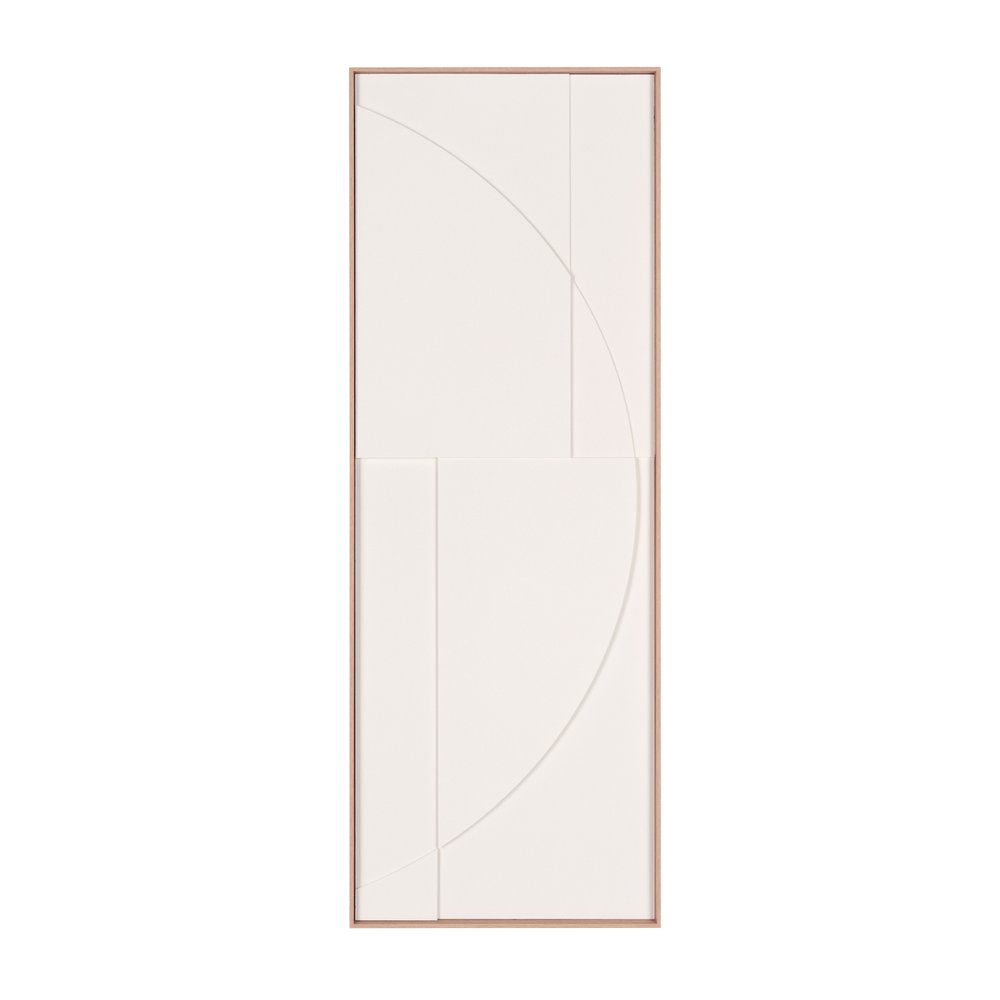 20" x 56" White Carved Modern 1 Shadowbox Wall Art