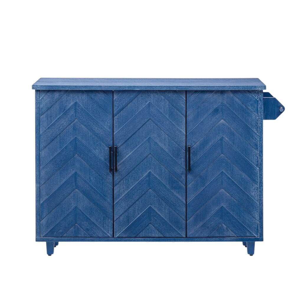 51" Blue Rolling Kitchen Island