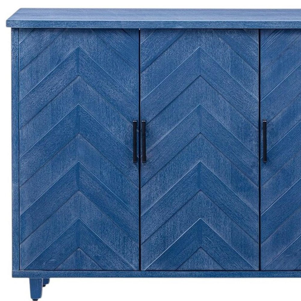 51" Blue Rolling Kitchen Island