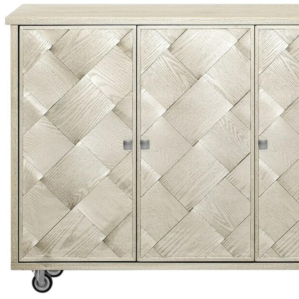 51" Wood Panel Rolling Kitchen Island