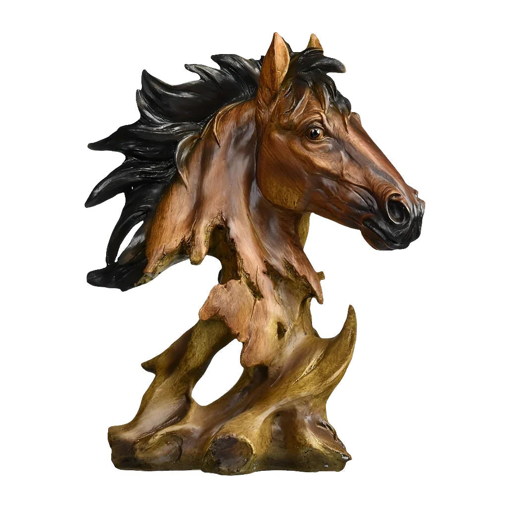 11" Antiqued Bronze and Black Horse Sculpture