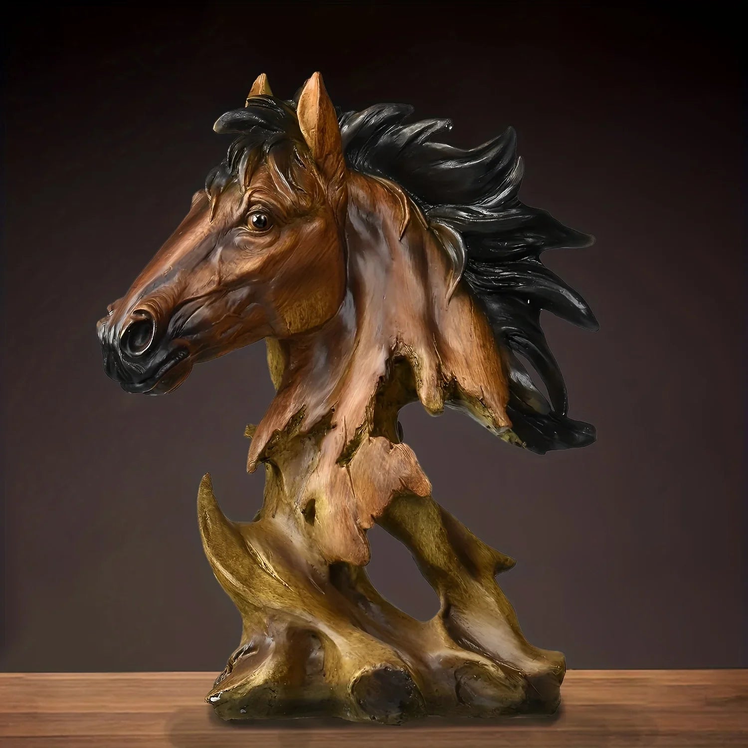 11" Antiqued Bronze and Black Horse Sculpture