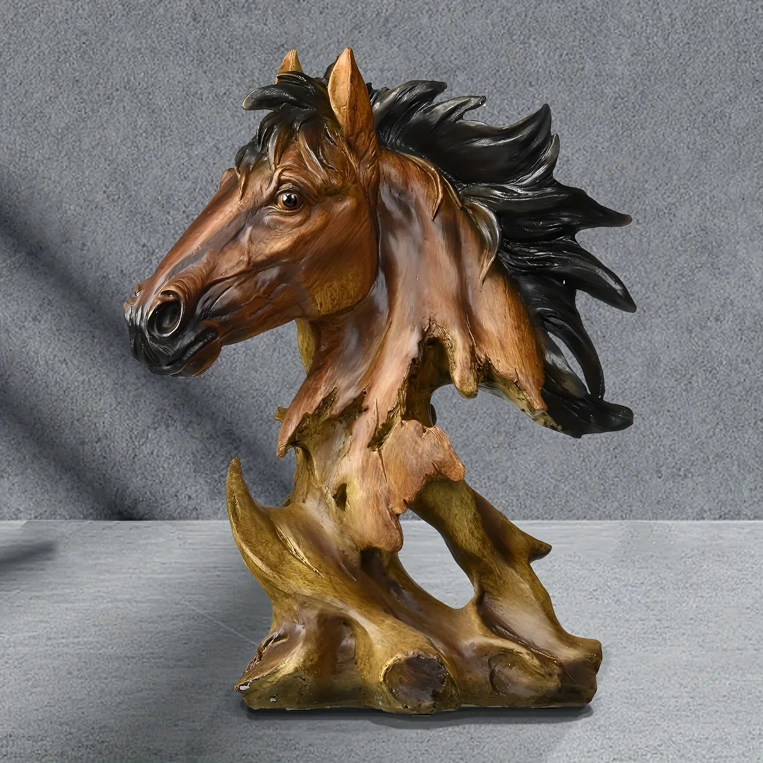 11" Antiqued Bronze and Black Horse Sculpture