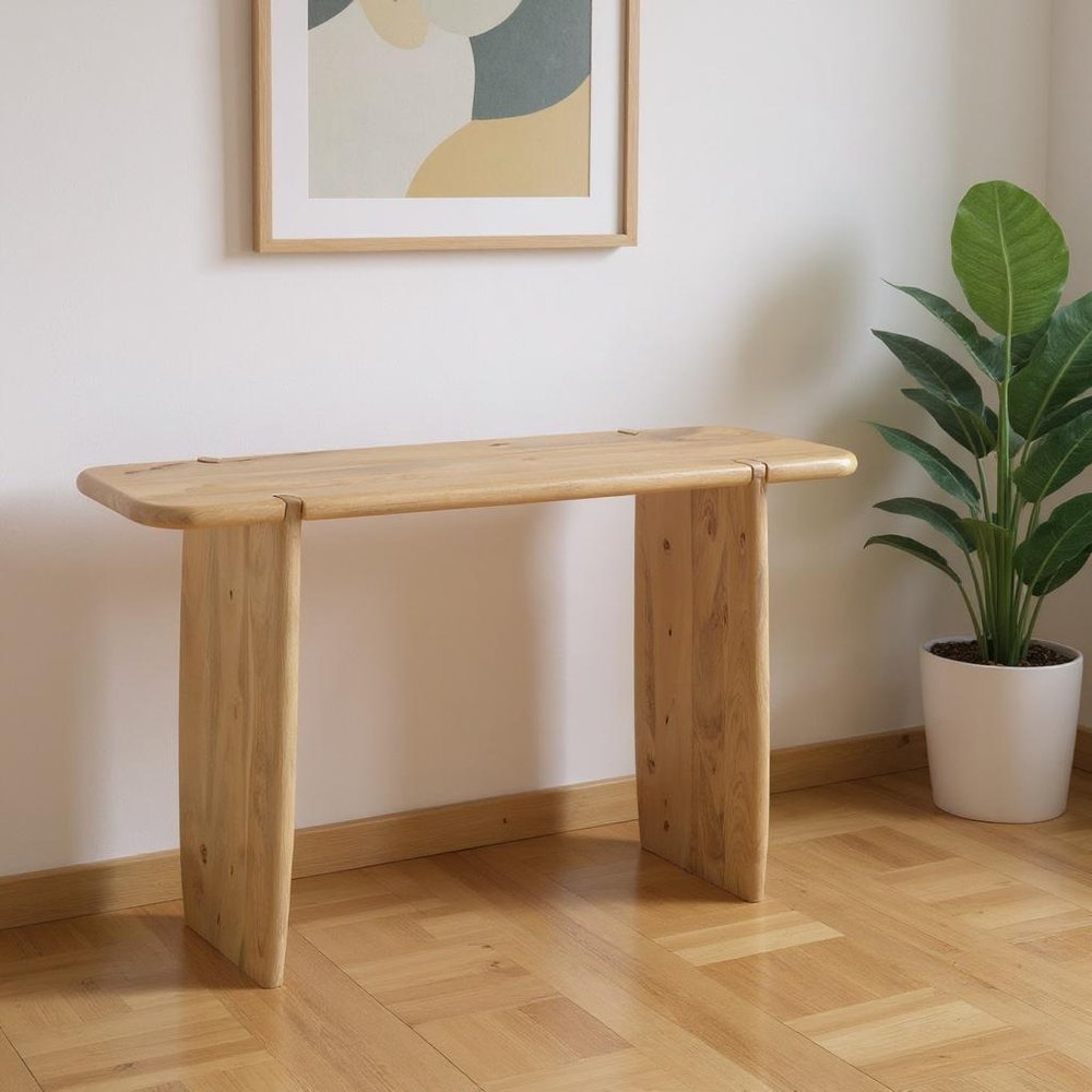 52" Natural Simple Wood Console Table