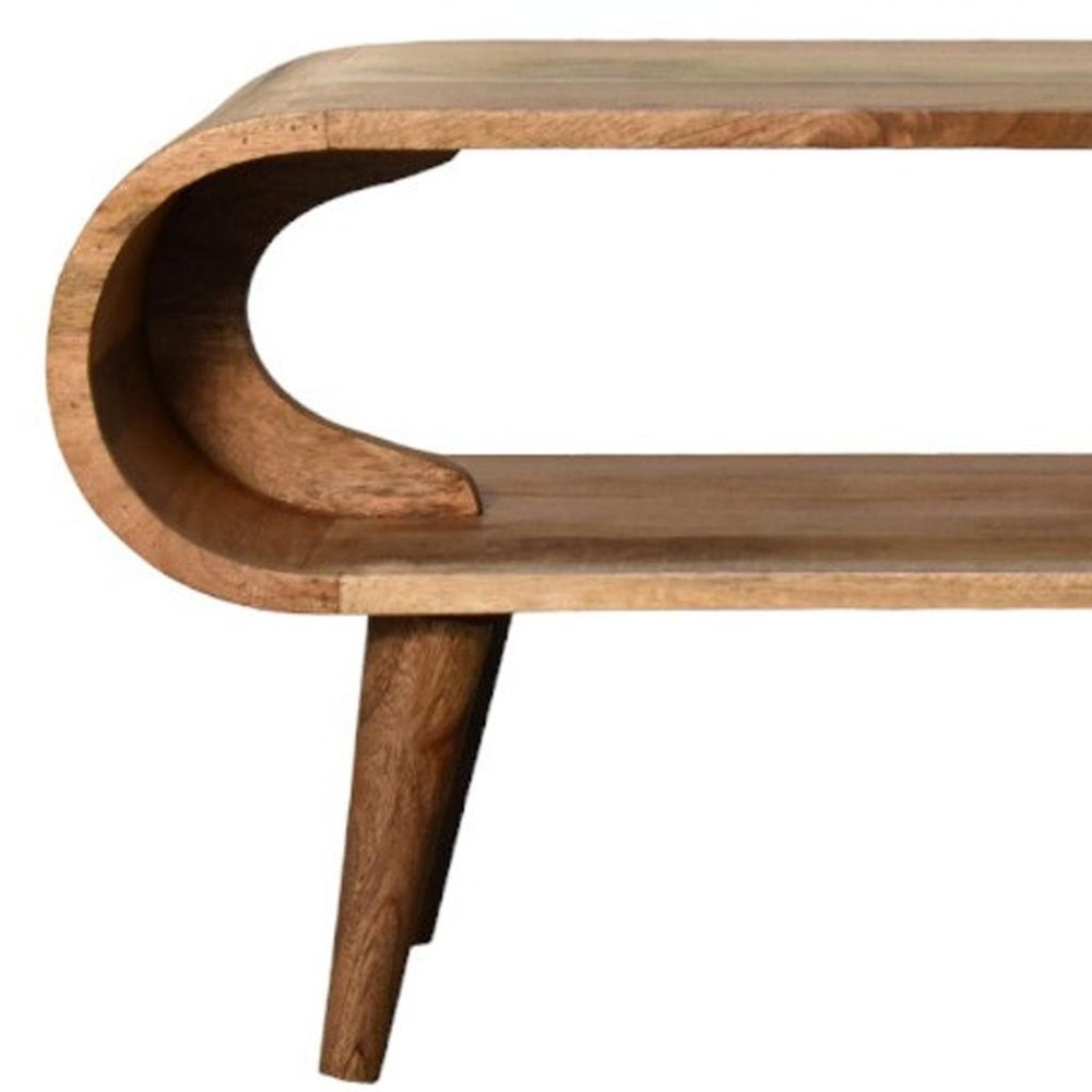 35" Oak Wood Oval Coffee Table
