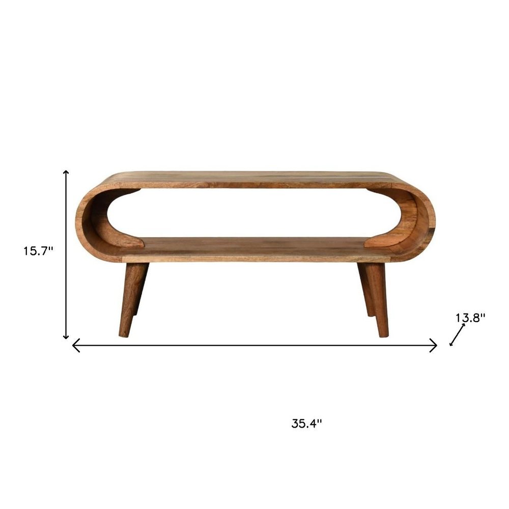 35" Oak Wood Oval Coffee Table