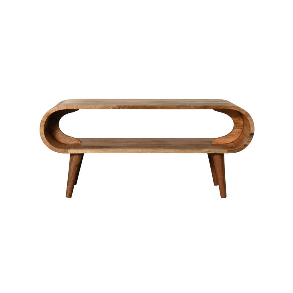 35" Oak Wood Oval Coffee Table