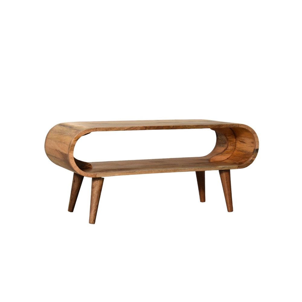 35" Oak Wood Oval Coffee Table