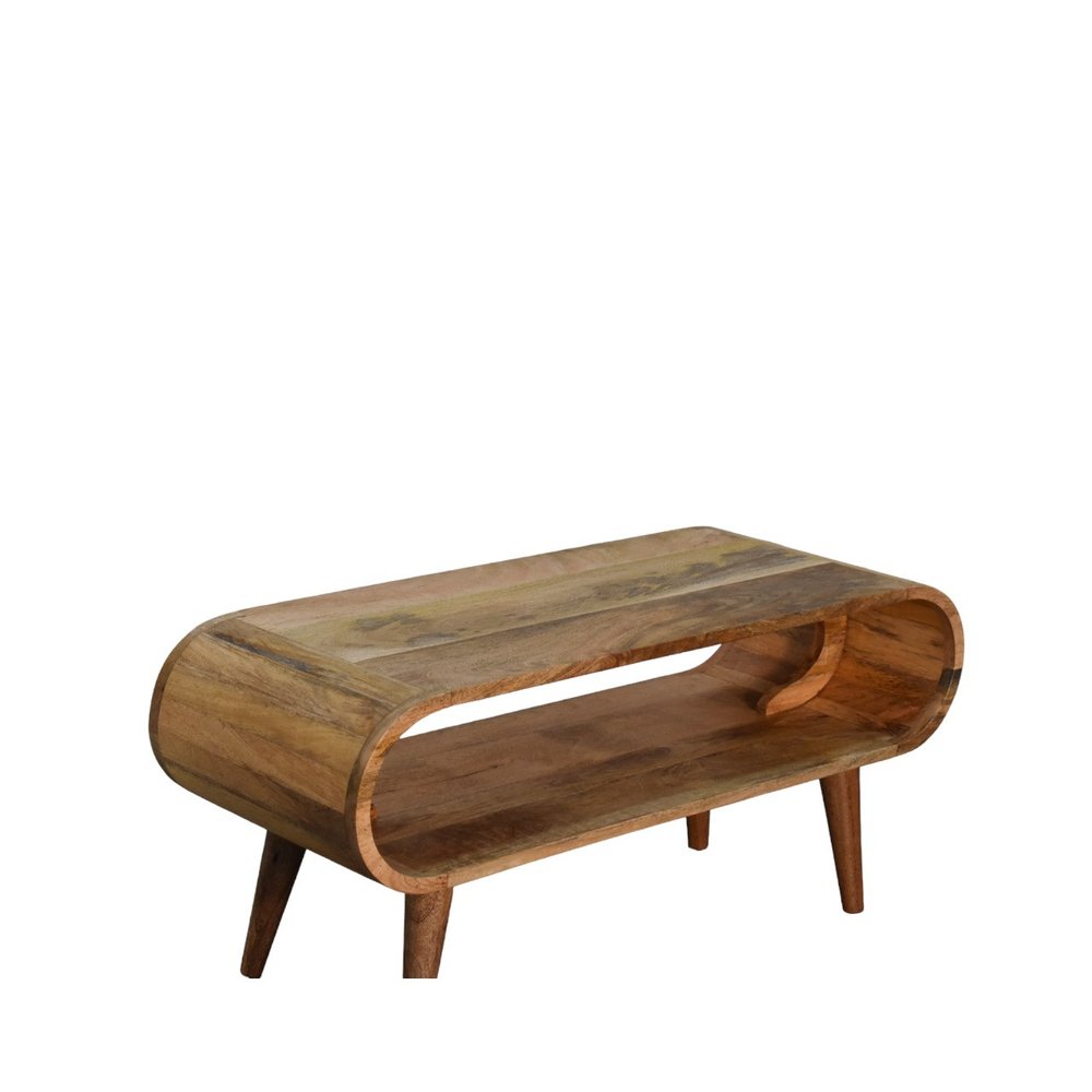 35" Oak Wood Oval Coffee Table