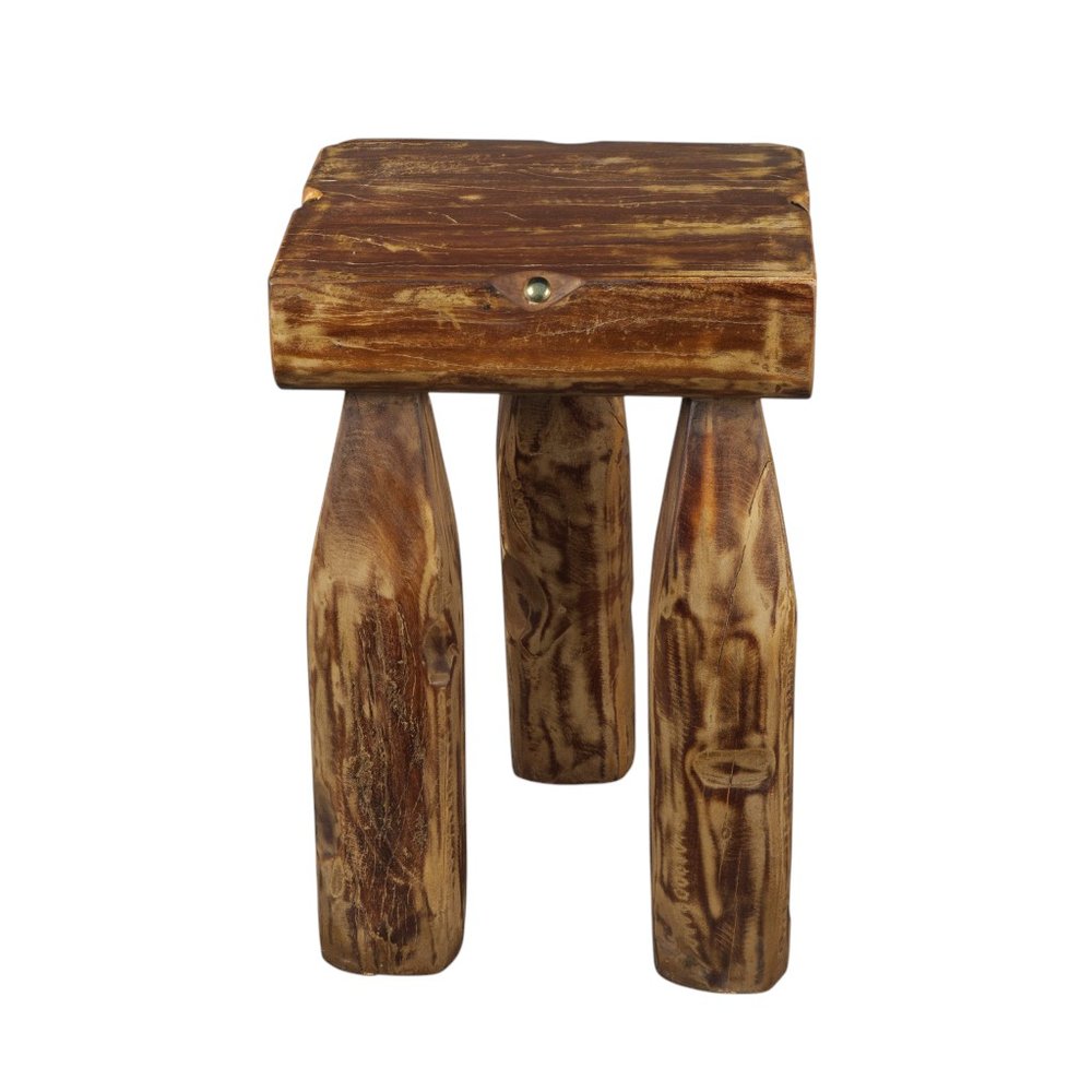 24" Brown Reclaimed Wood Tri-Pod End Table