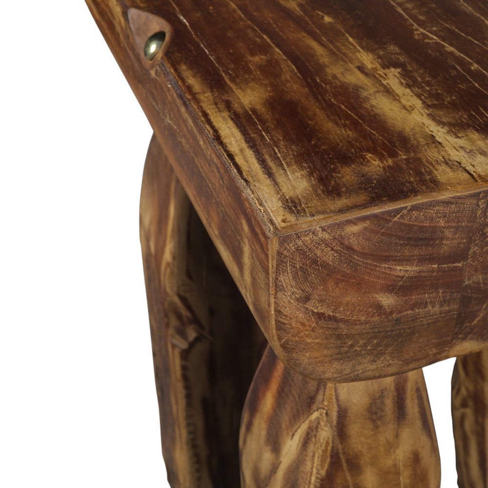 24" Brown Reclaimed Wood Tri-Pod End Table