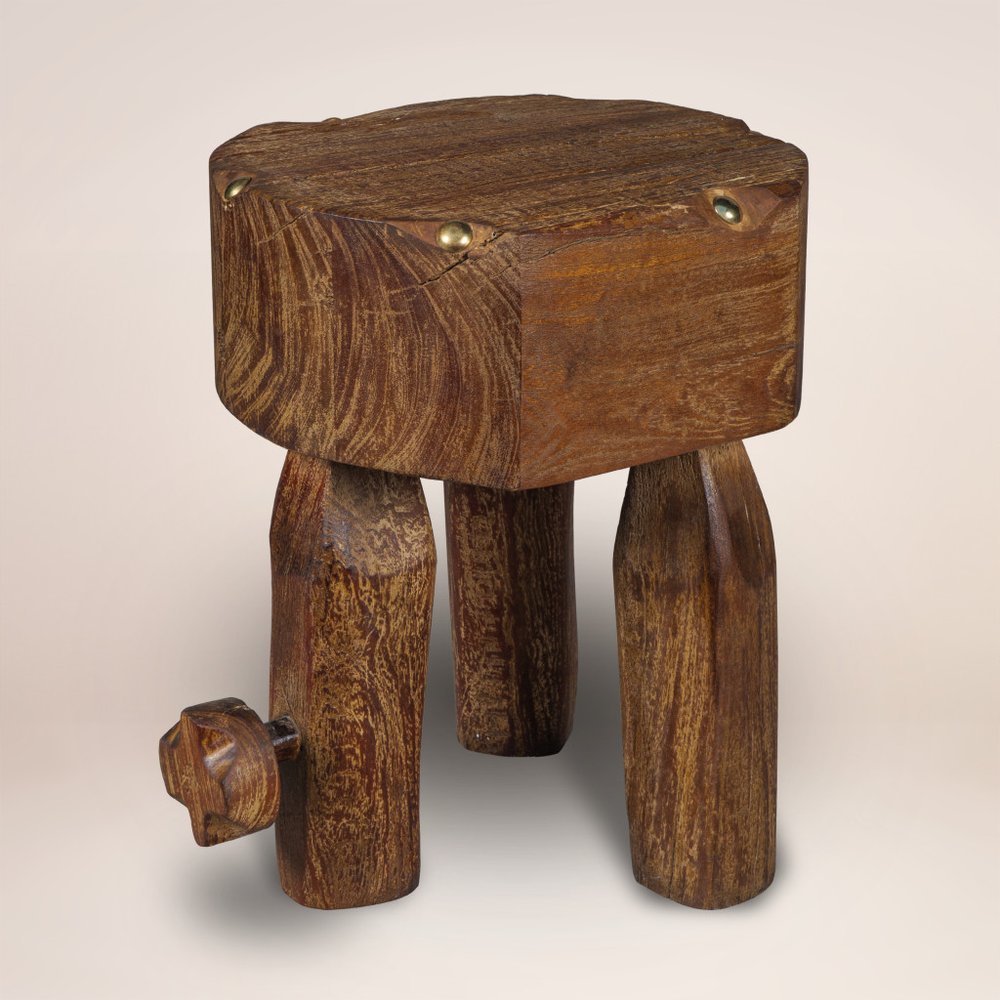 18" Wood Reclaimed Wood Knob End Table
