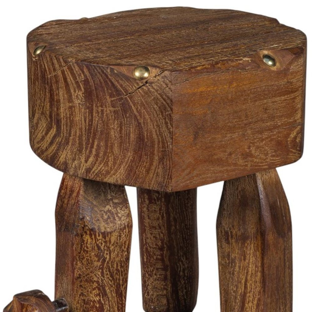 18" Wood Reclaimed Wood Knob End Table