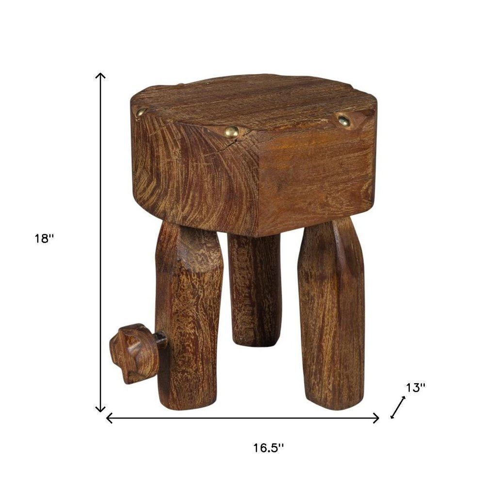 18" Wood Reclaimed Wood Knob End Table