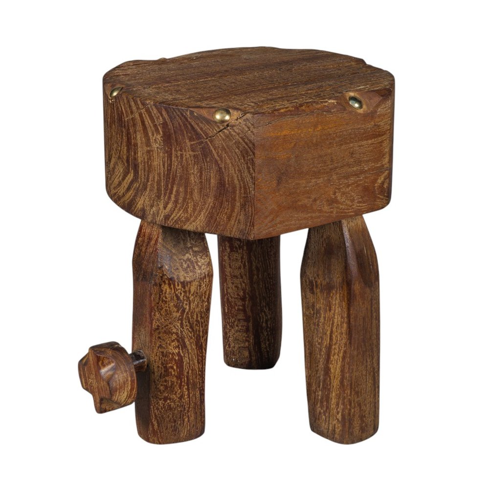 18" Wood Reclaimed Wood Knob End Table