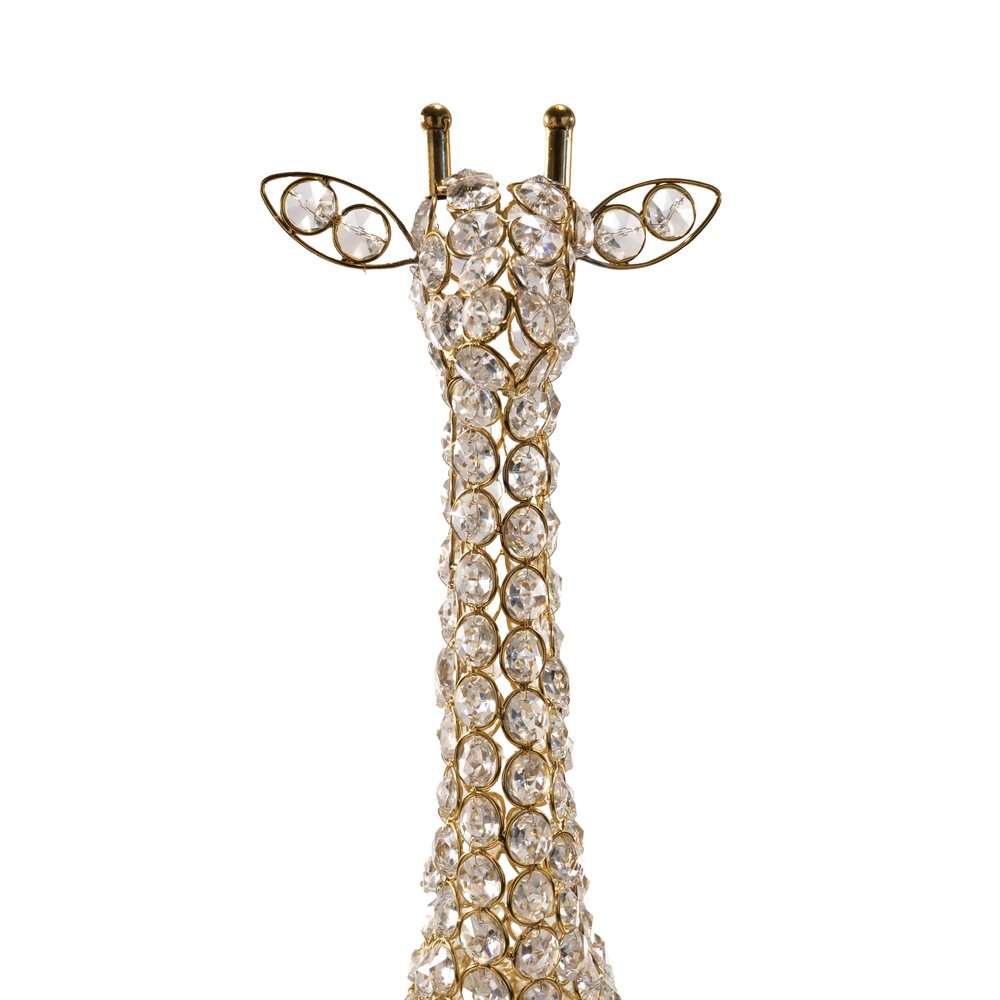 23" Gold Aluminum and Faux Crystal Giraffe Sculpture