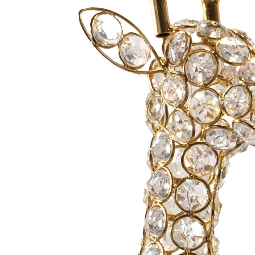 23" Gold Aluminum and Faux Crystal Giraffe Sculpture