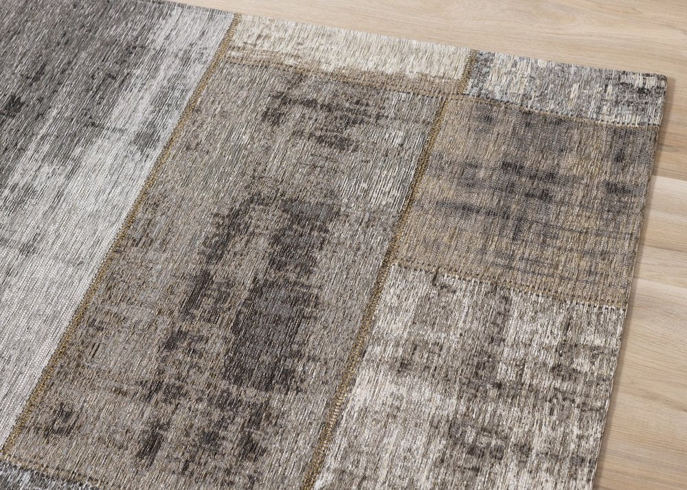 Gray, Cream, and Beige Tile Cotton Rug