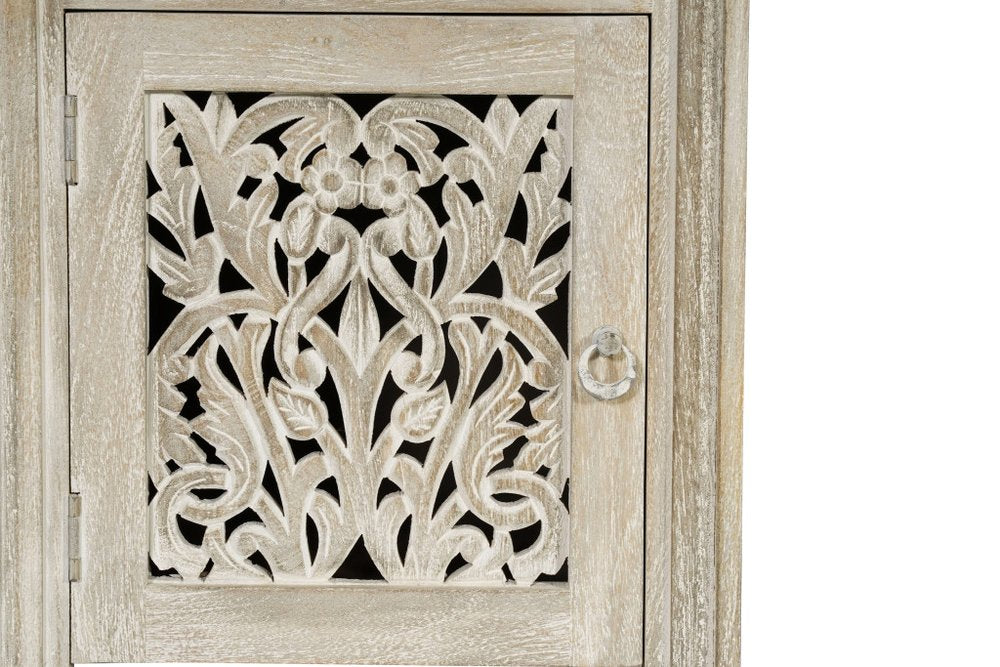 68" Wood Floral Carved Executive Desk