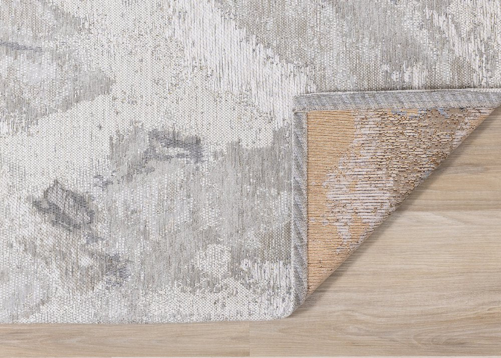 Cream And Gray Abstract Cotton Area Rug