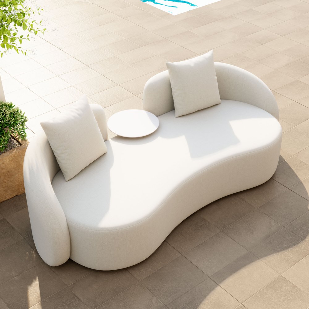 91" Beige Outdoor Modern Sofa