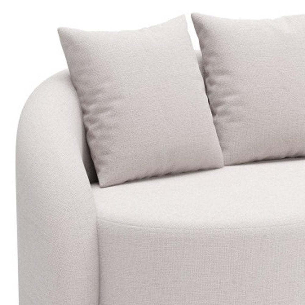 91" Beige Curved Outdoor Sofa