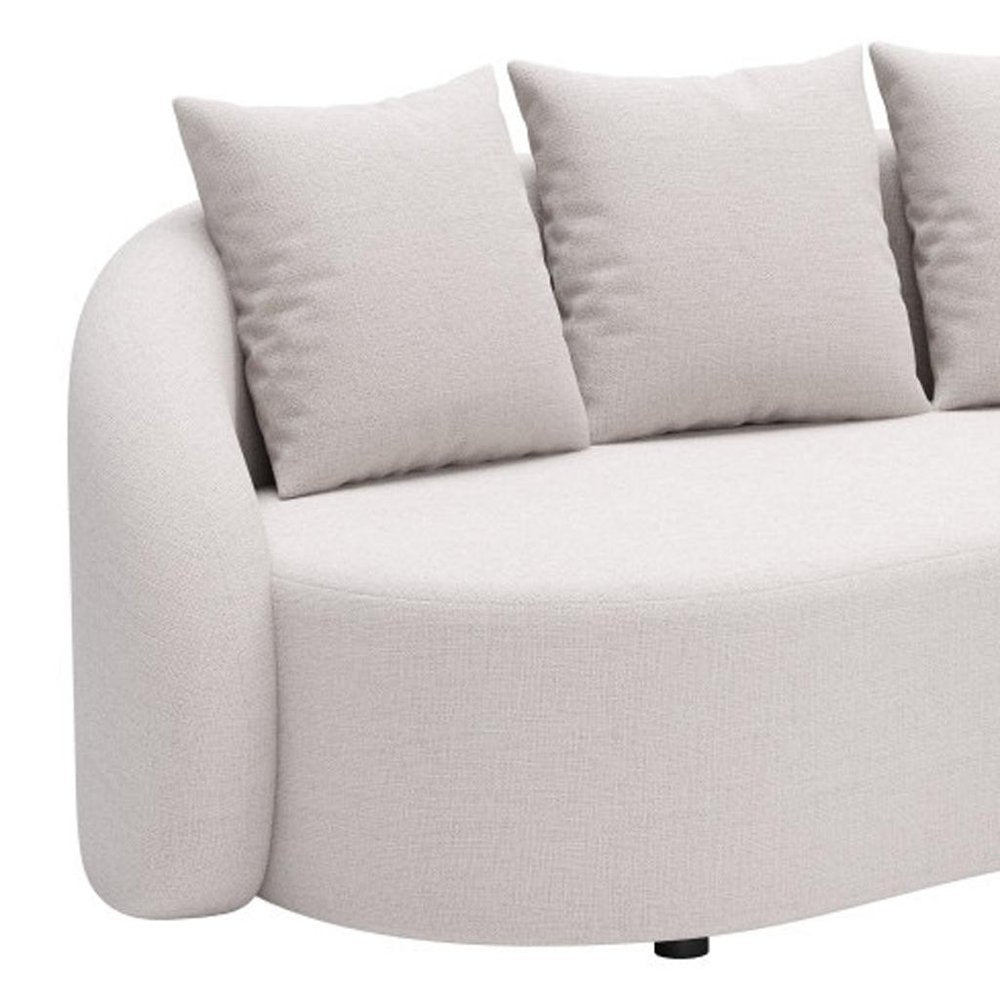 91" Beige Curved Outdoor Sofa