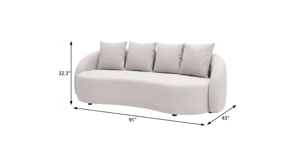 91" Beige Curved Outdoor Sofa