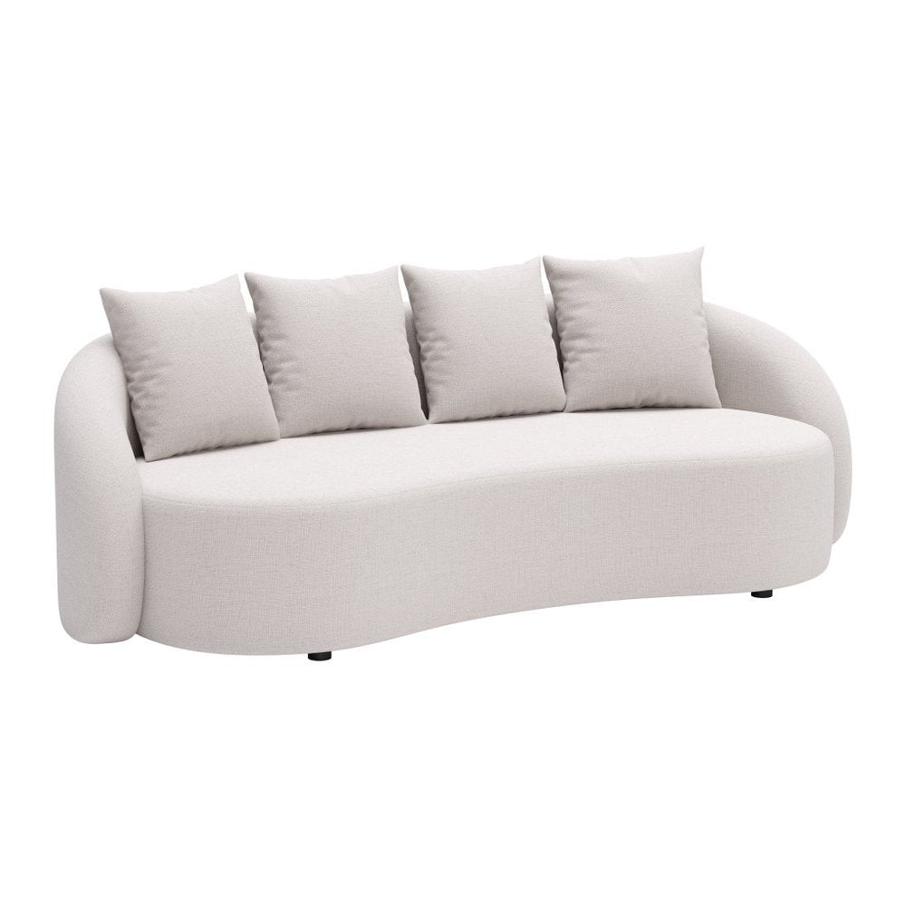 91" Beige Curved Outdoor Sofa