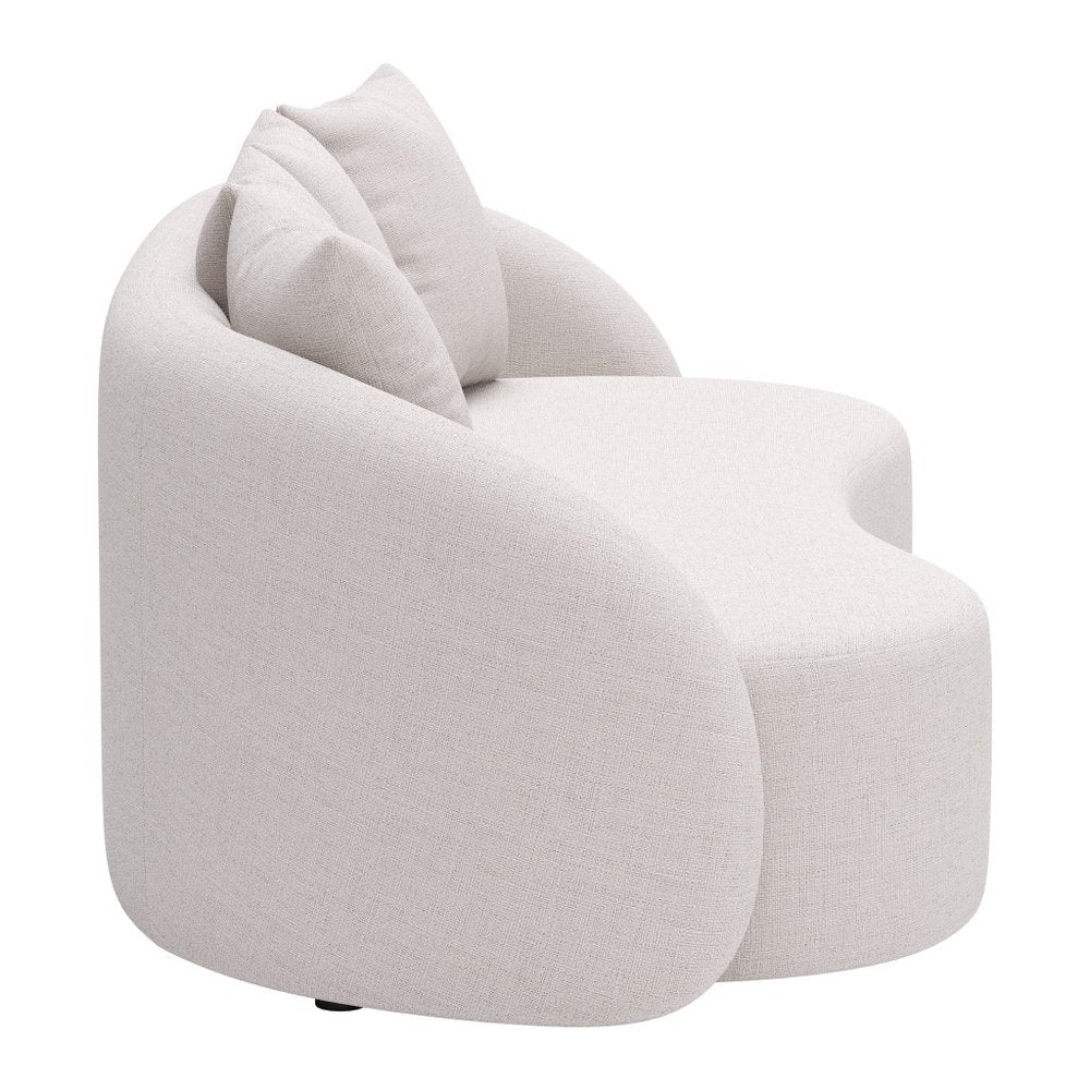 91" Beige Curved Outdoor Sofa