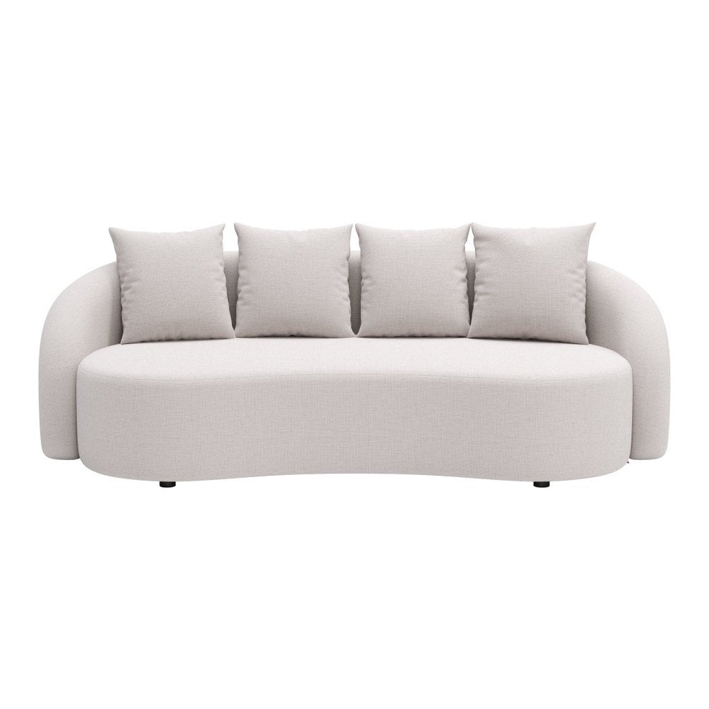 91" Beige Curved Outdoor Sofa