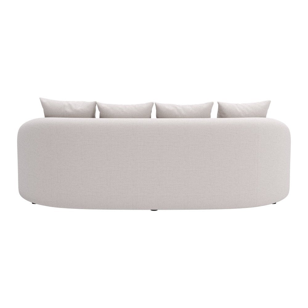91" Beige Curved Outdoor Sofa