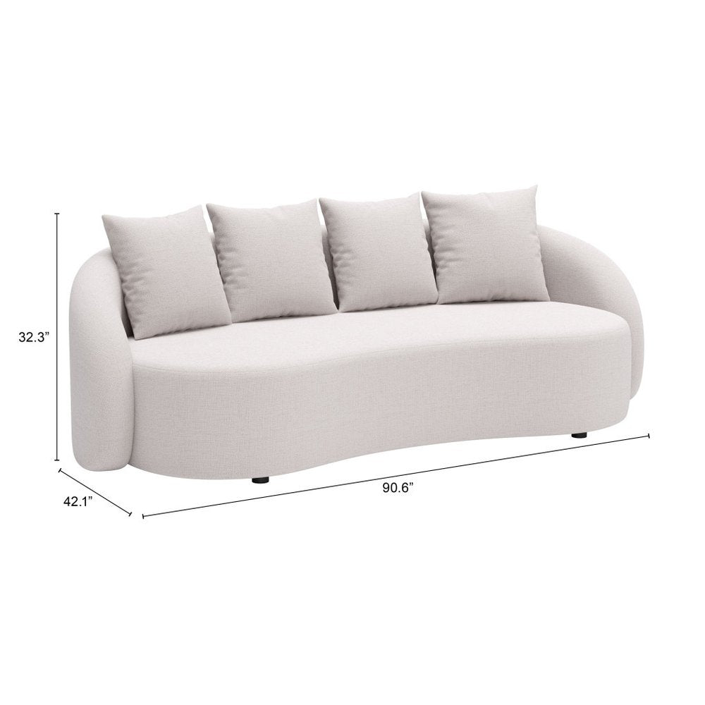 91" Beige Curved Outdoor Sofa
