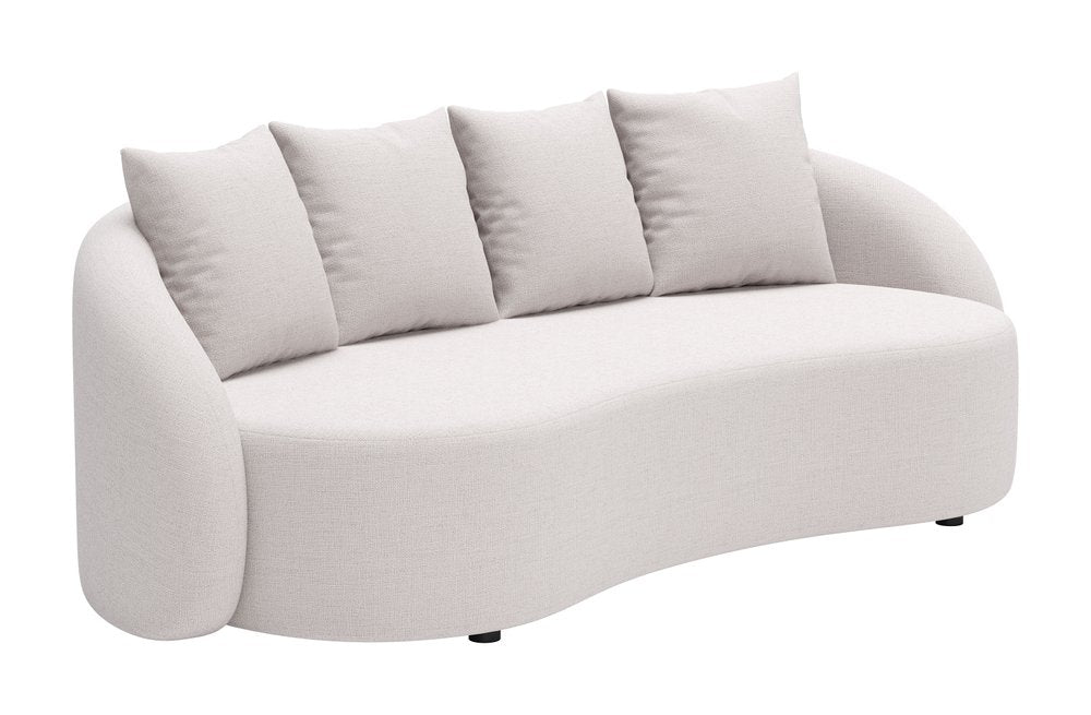 91" Beige Curved Outdoor Sofa