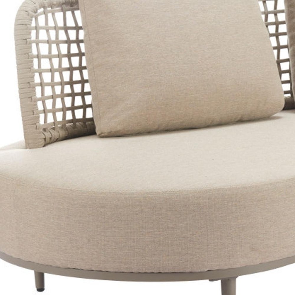 75" Beige Curved Outdoor Sofa