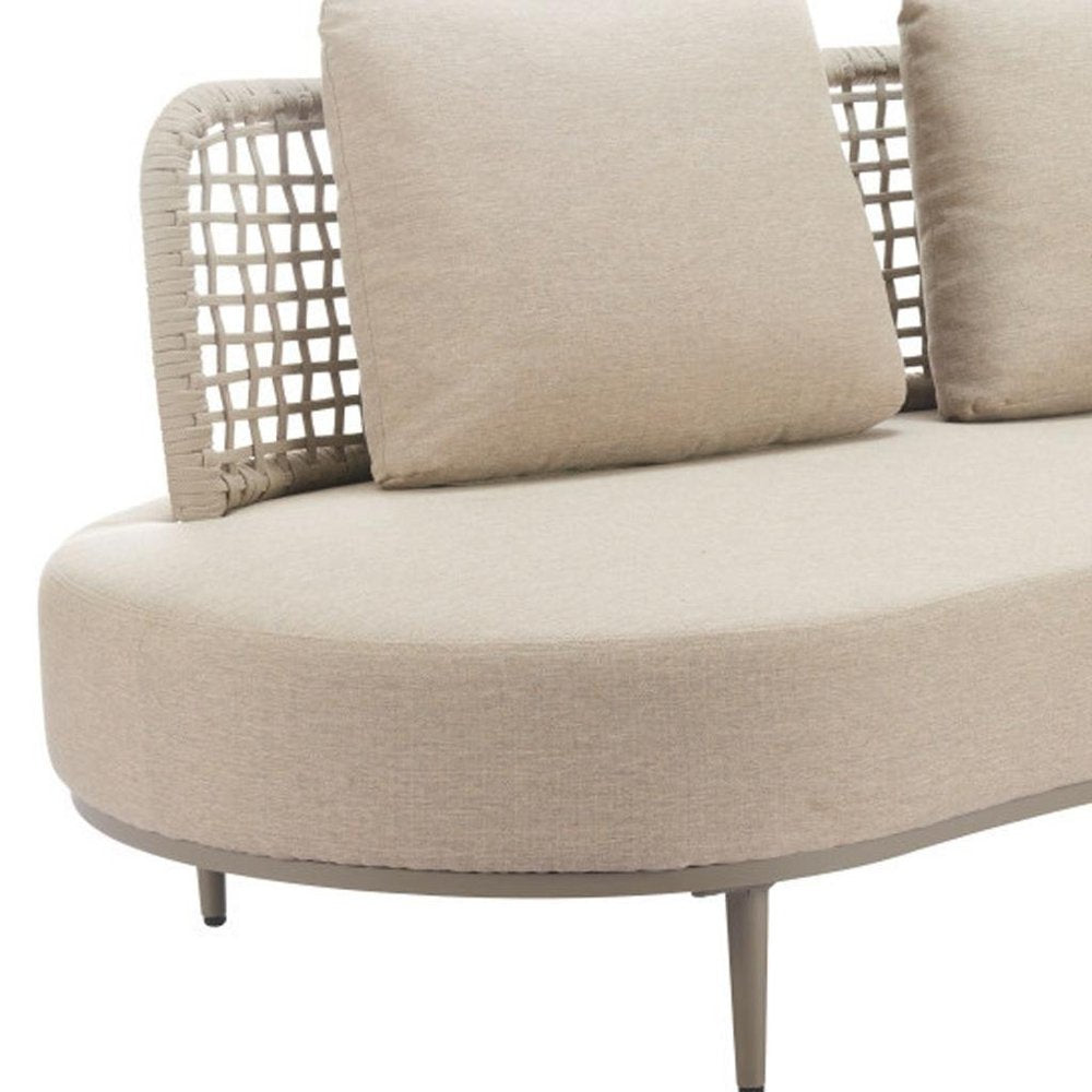 75" Beige Curved Outdoor Sofa