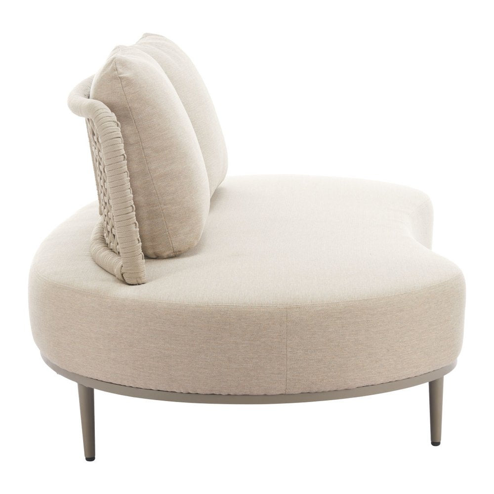 75" Beige Curved Outdoor Sofa