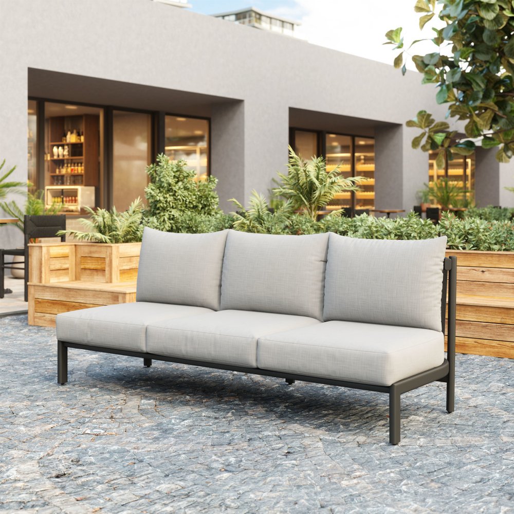 78" Gray Armless Outdoor Sofa