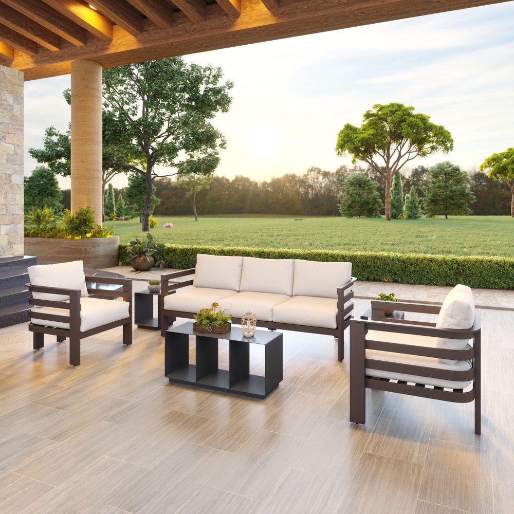 36" Charcoal Rectangle Outdoor Table with Storage