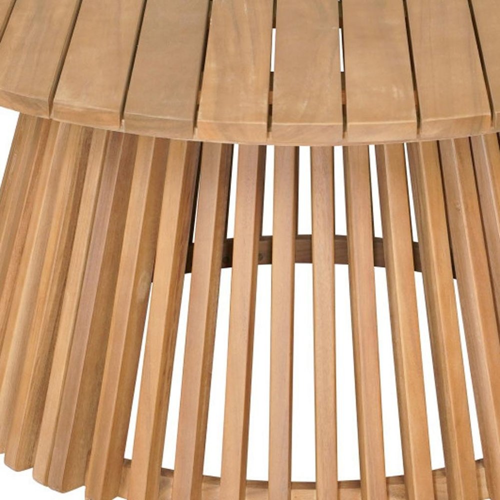 32" Natural Rounded Wood Outdoor Coffee Table