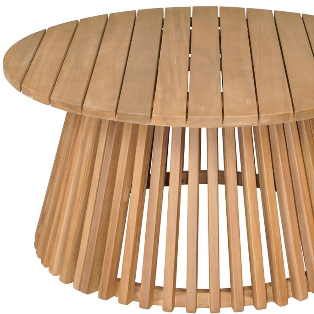 32" Natural Rounded Wood Outdoor Coffee Table