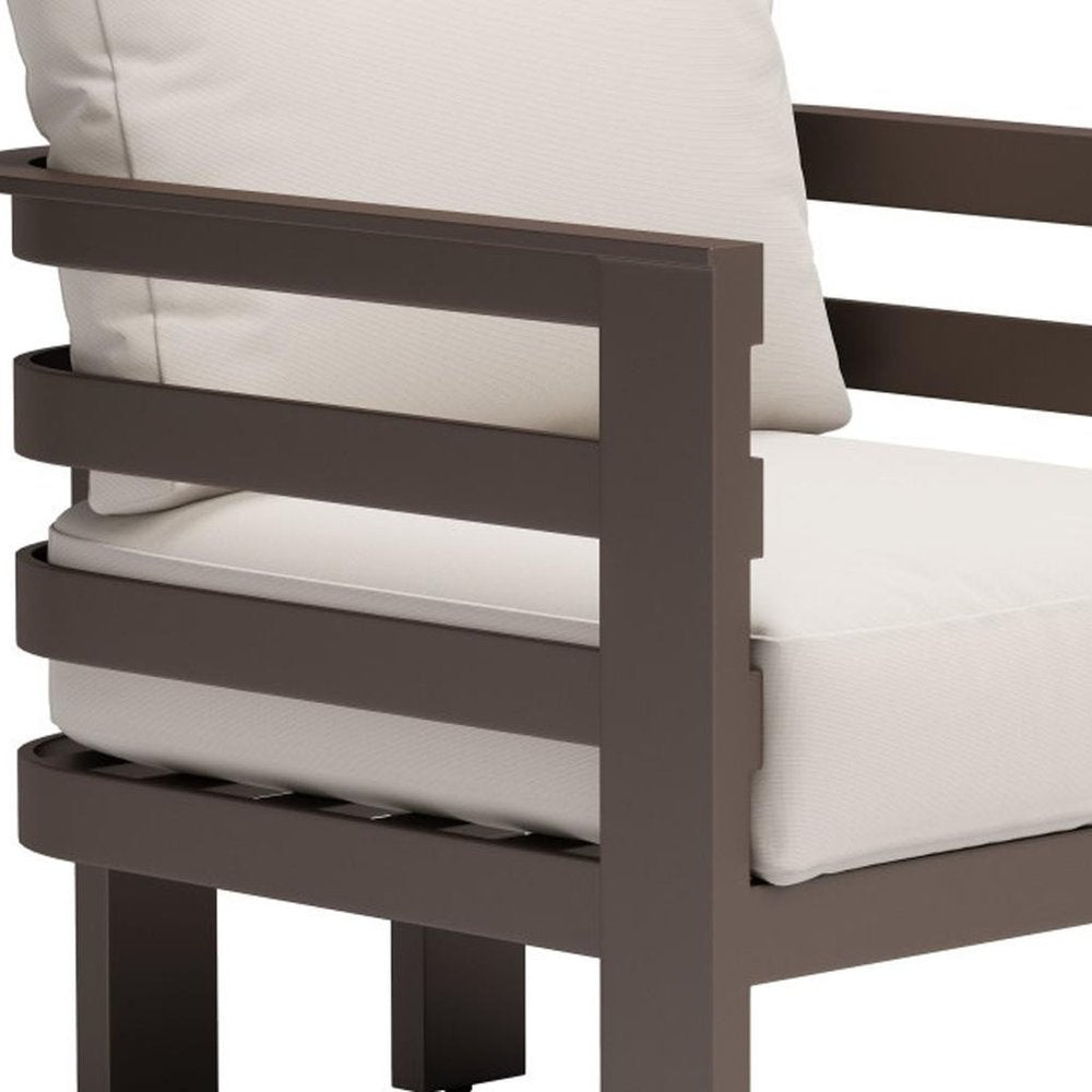 30" Brown Aluminum Outdoor Armchair