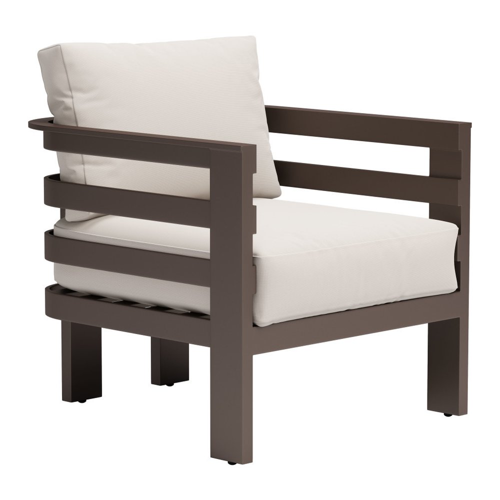 30" Brown Aluminum Outdoor Armchair