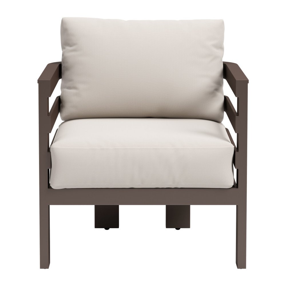 30" Brown Aluminum Outdoor Armchair